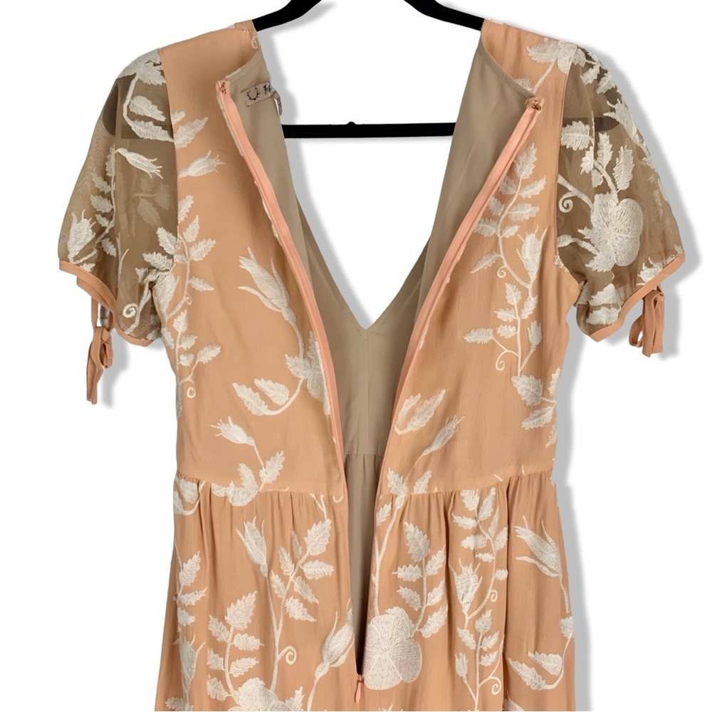 For Love and Lemons | Embroidered Plunge Mia Maxi Dress | Blush Peach Size S - Picture 9 of 14